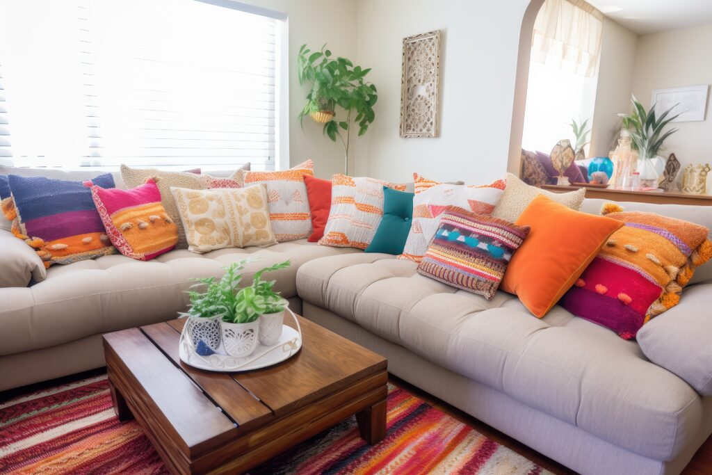 Tela para tapizar 2 acogedora sala estar coloridos almohadones lujosas mantas perfectas relajarse 1